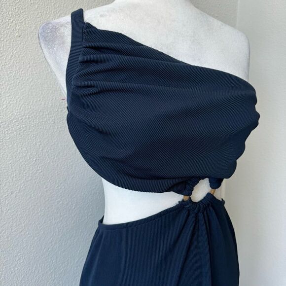 Anrabess Blue Halter Strappy Dress Circle Front Cutout SZ M - Picture 4 of 15